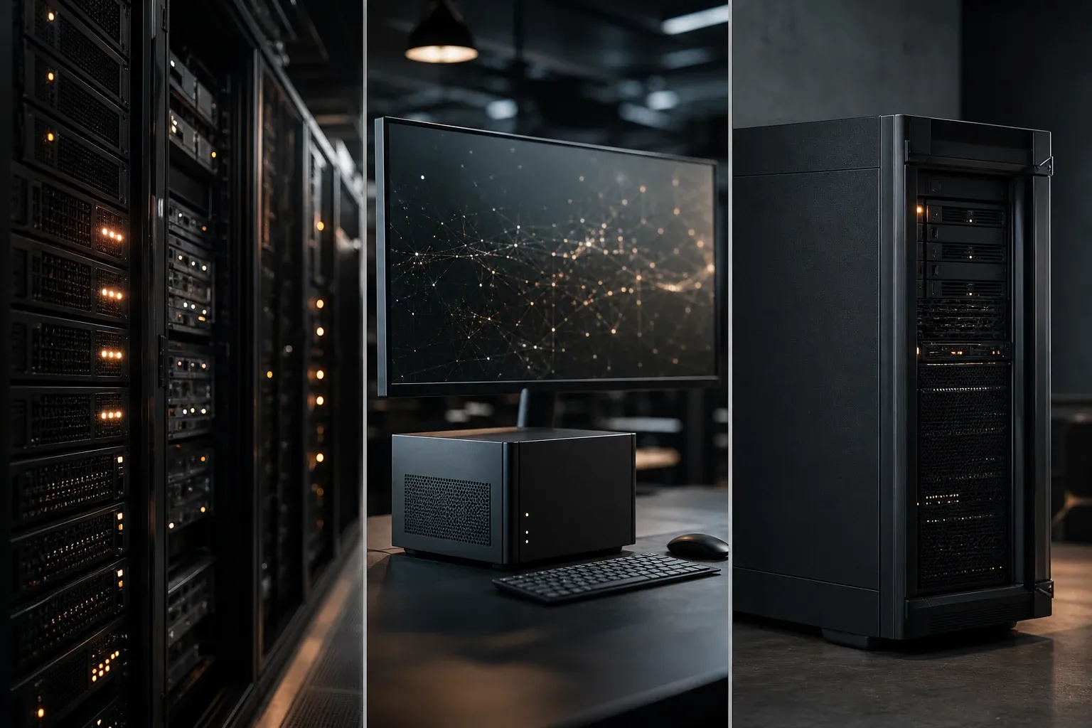 Drei Hosting-Arten im Vergleich: Shared Hosting, VPS und Dedicated Server nebeneinander